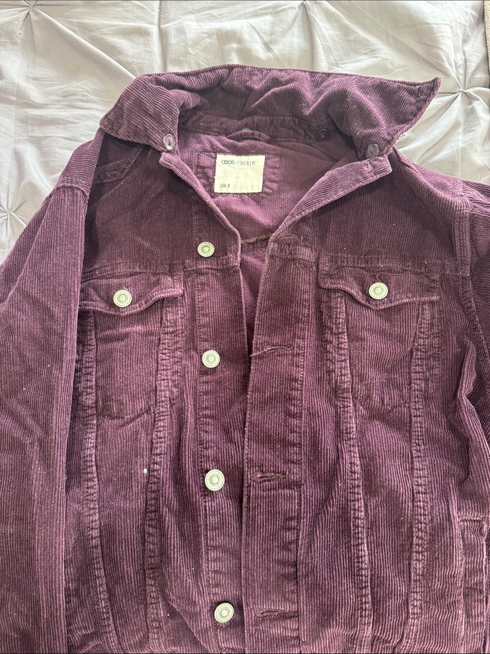 ASOS Corduroy Jean Jacket in Plum